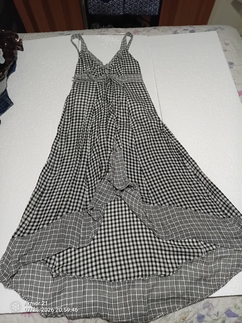Guess Black and White Gingham Maxi Dress